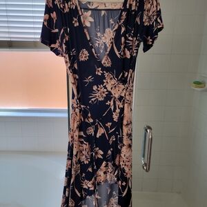 VENUS Navy and Peach Floral Maxi Dress